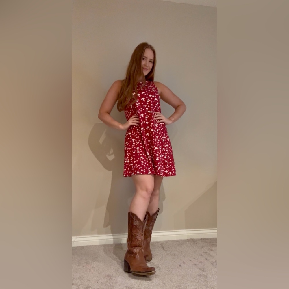 Floral Red Shift Dress